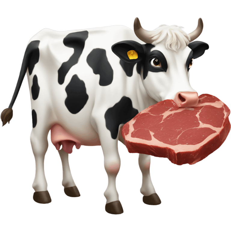 Cow eating meat emoji