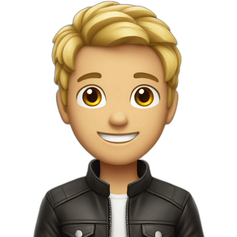 smiling boy in leather jacket emoji