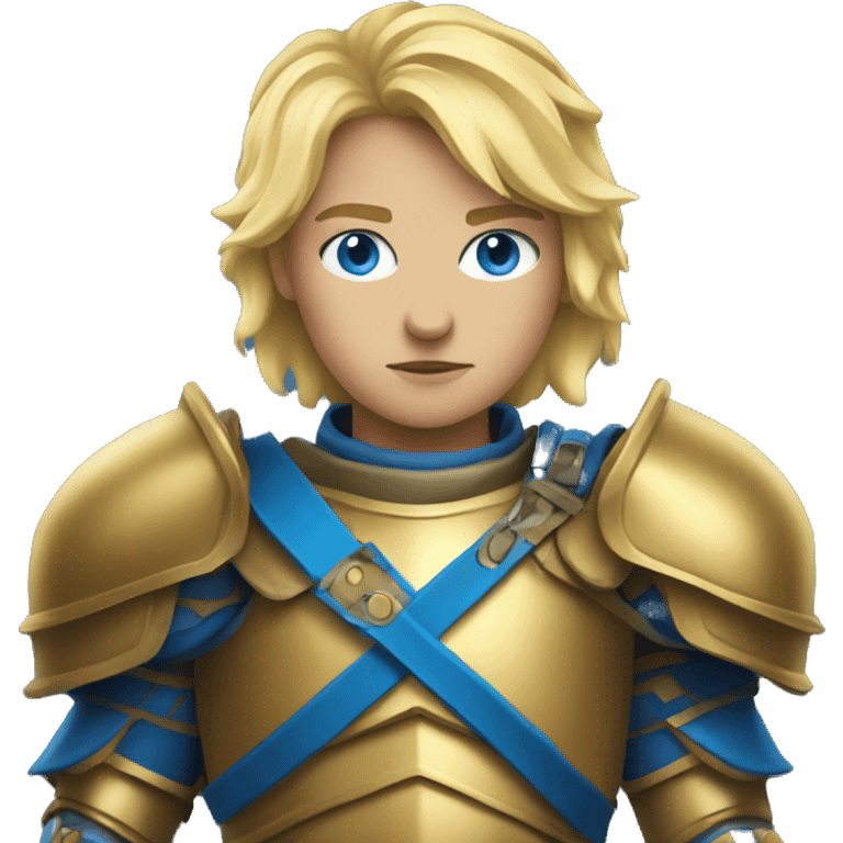 Blonde warrior with blue eyes in gold armor emoji