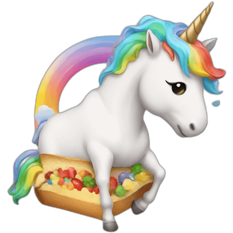 unicorn eating a rainbow emoji