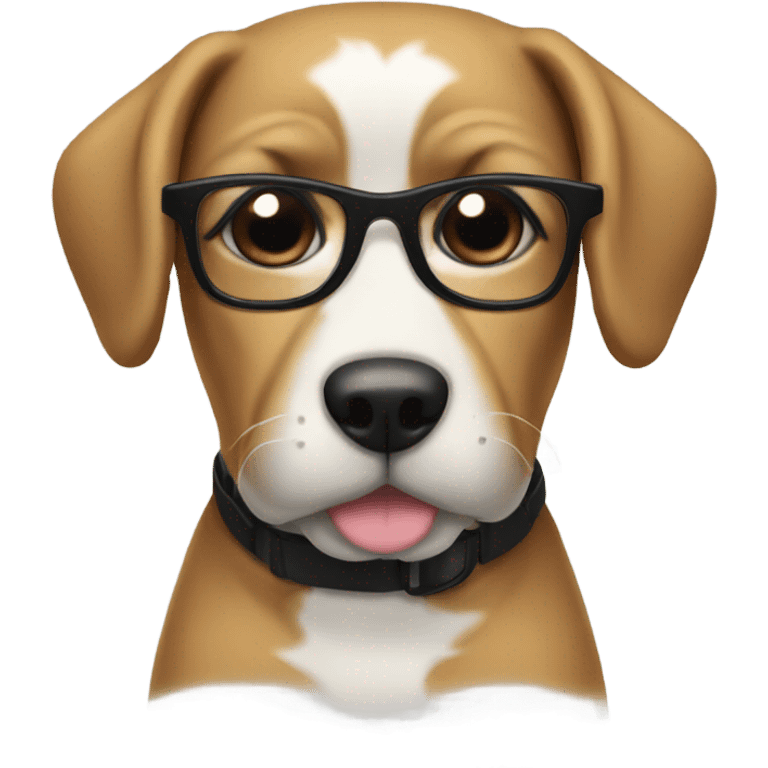 Dog wearing glasses with black hair emoji