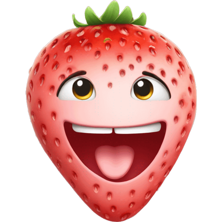 strawberry with a cute face emoji