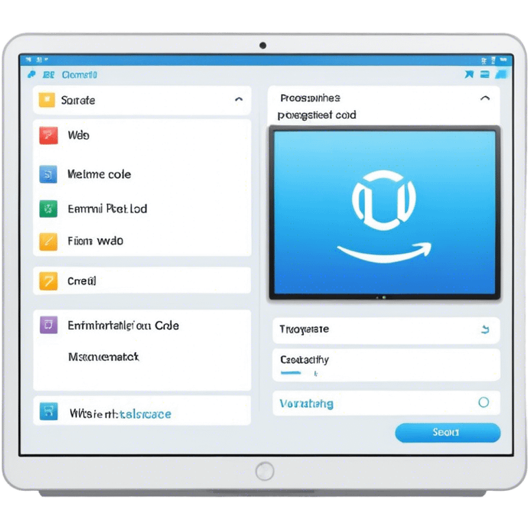 Create a professional emoji for UX/UI design. Show a program interface with two windows: one displaying programming code, and the other showing the completed web interface. Use modern, professional colors. Do not include any emojis or smiley faces. Make the background transparent. emoji