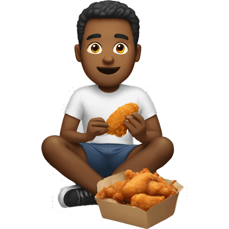 Man eating crispy chicken  emoji