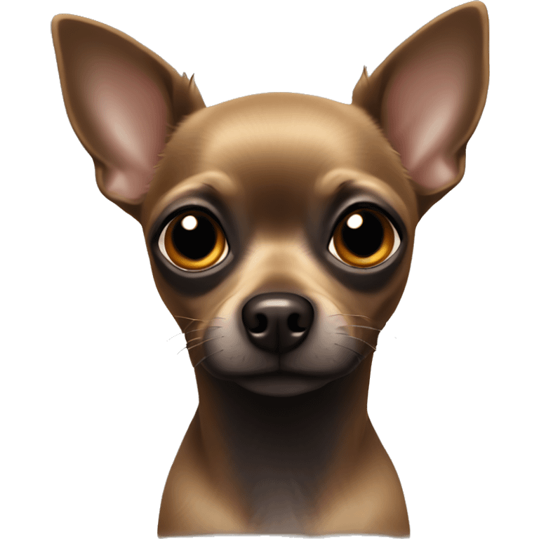 black chihuahua with in the middle of its face and brown eyes emoji