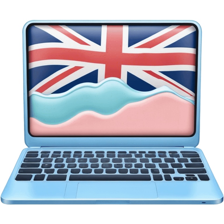 pastel melted laptop on the screen British flag emoji