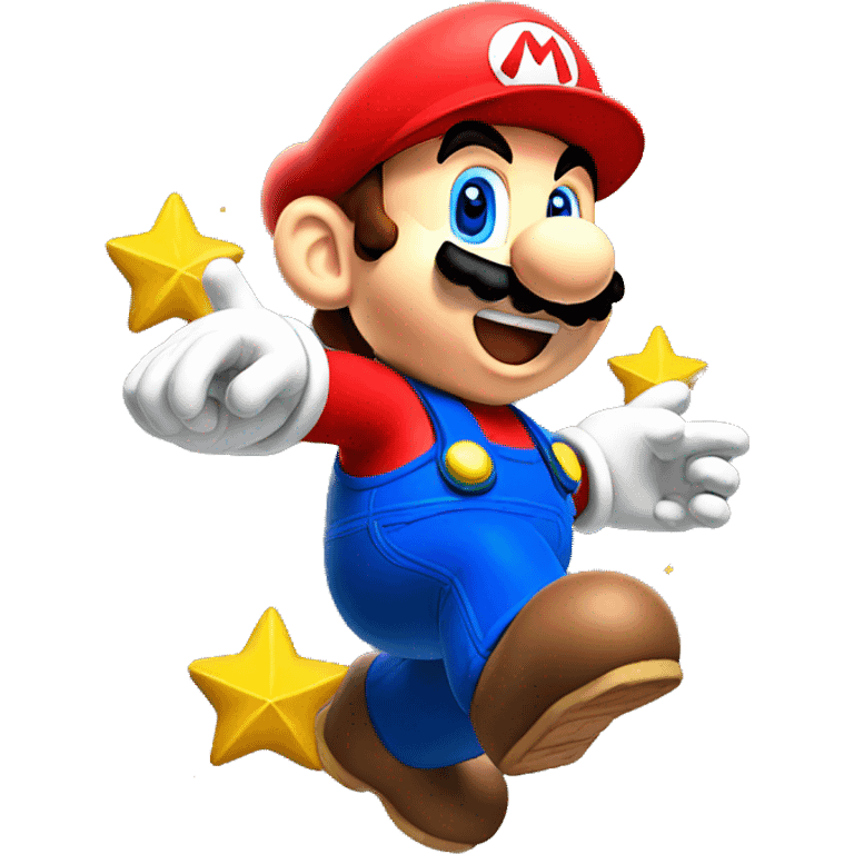 Super mario catching a star emoji