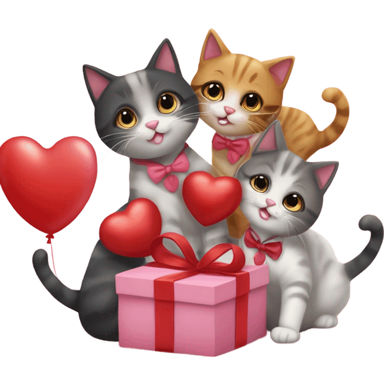 cats celebrating valentines day emoji