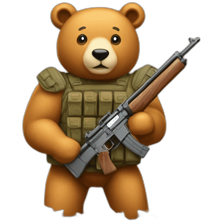 Poutine avec fusil sur un ours emoji