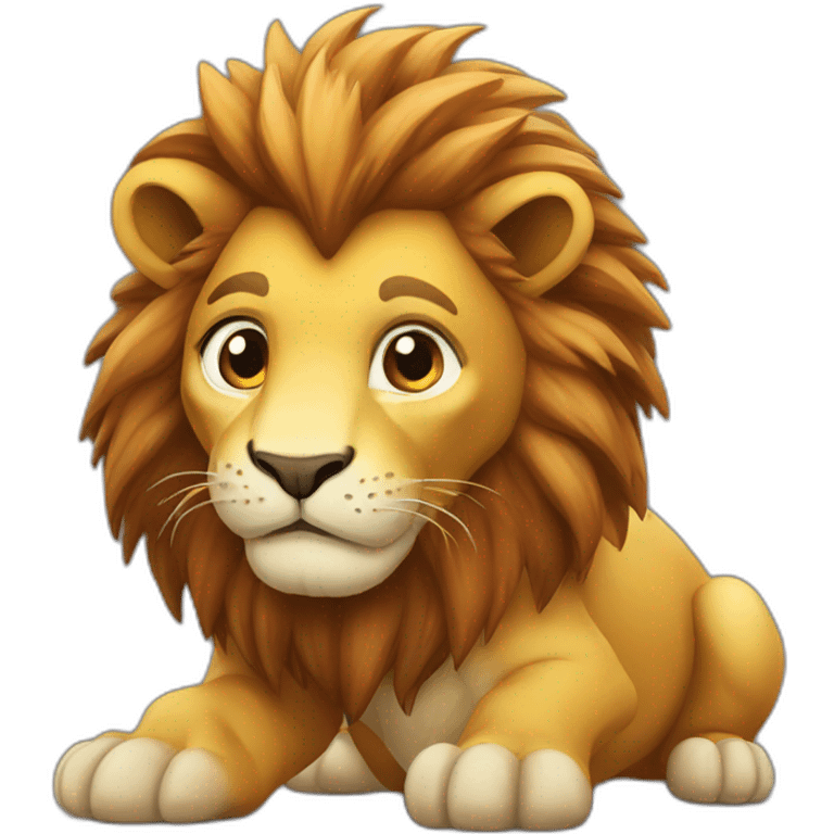 Lion sur dinosaure  emoji