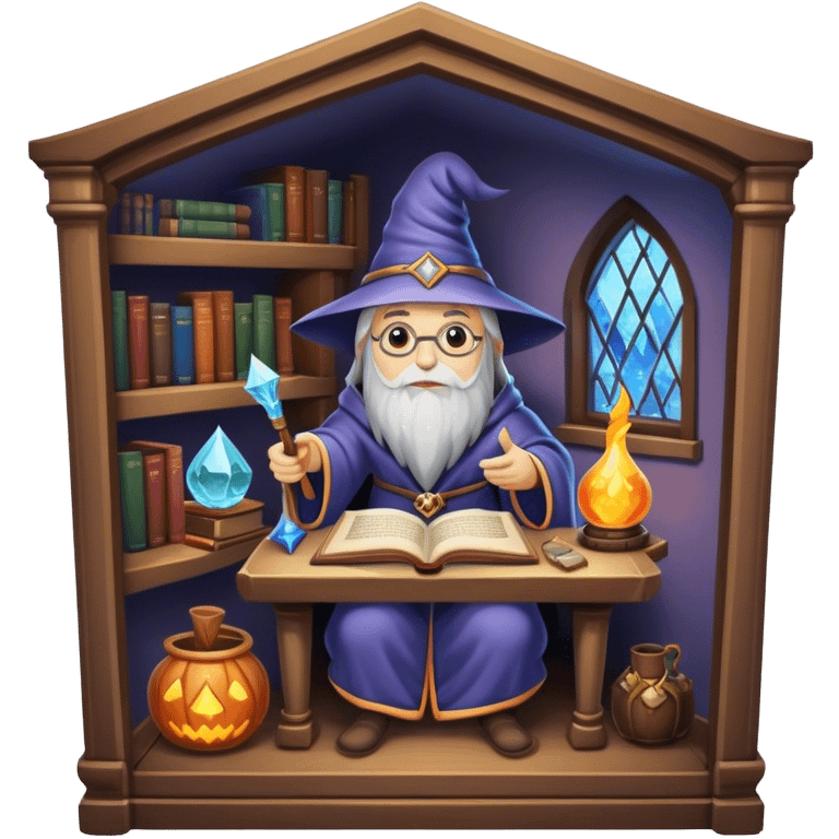 Cozy eclectic wizard’s study emoji