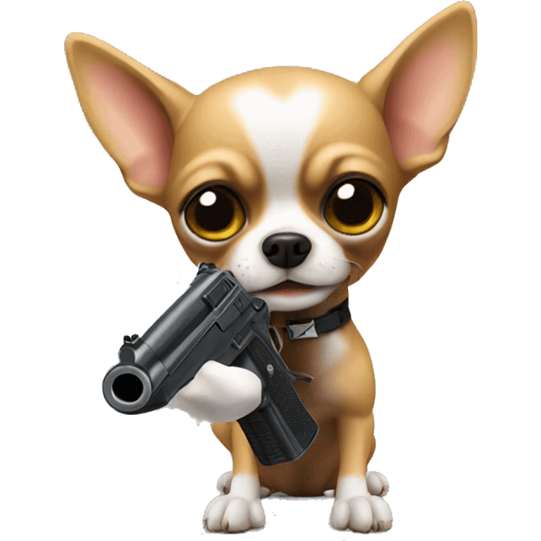 Chihuahua with a gun emoji