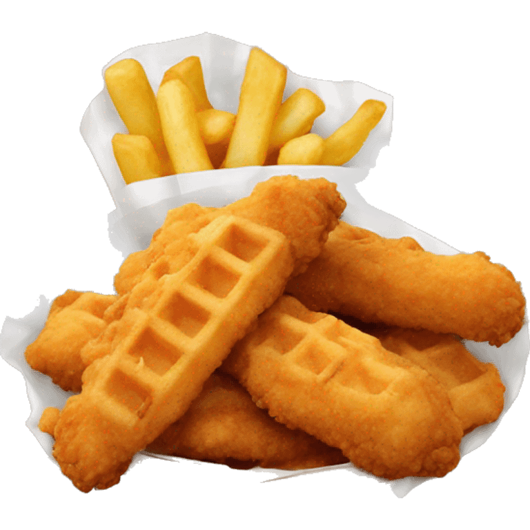 Fried chicken nuggets and waffle french fries emoji