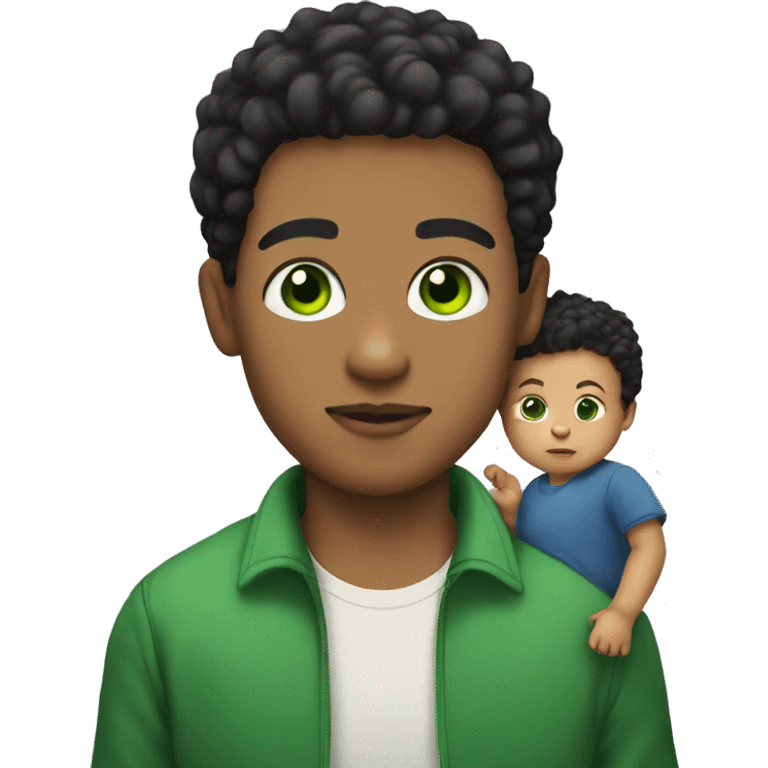 Lightskin guy with green eyes holding a baby with short dark hair and one cigarette  emoji