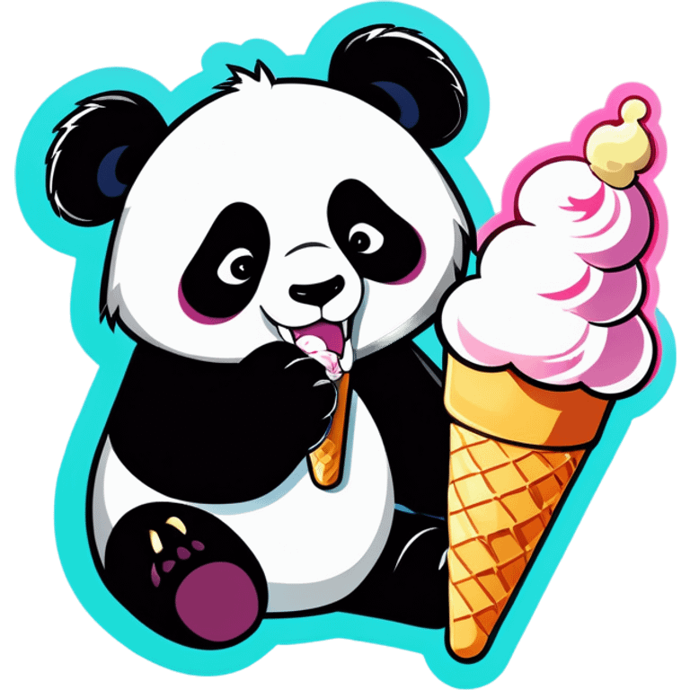 Panda eating ice cream emoji