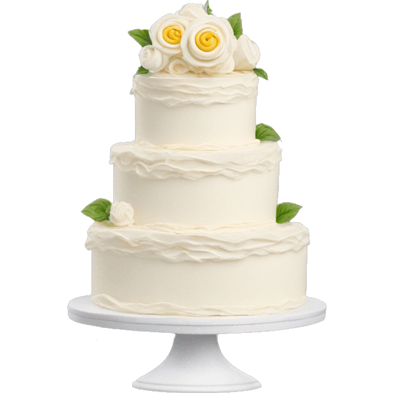 White triple layer wedding buttercream cake emoji