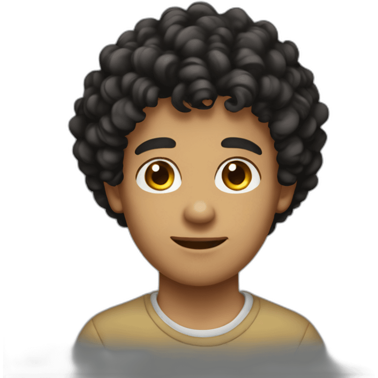 young man informal cloth tanned black curly hair emoji