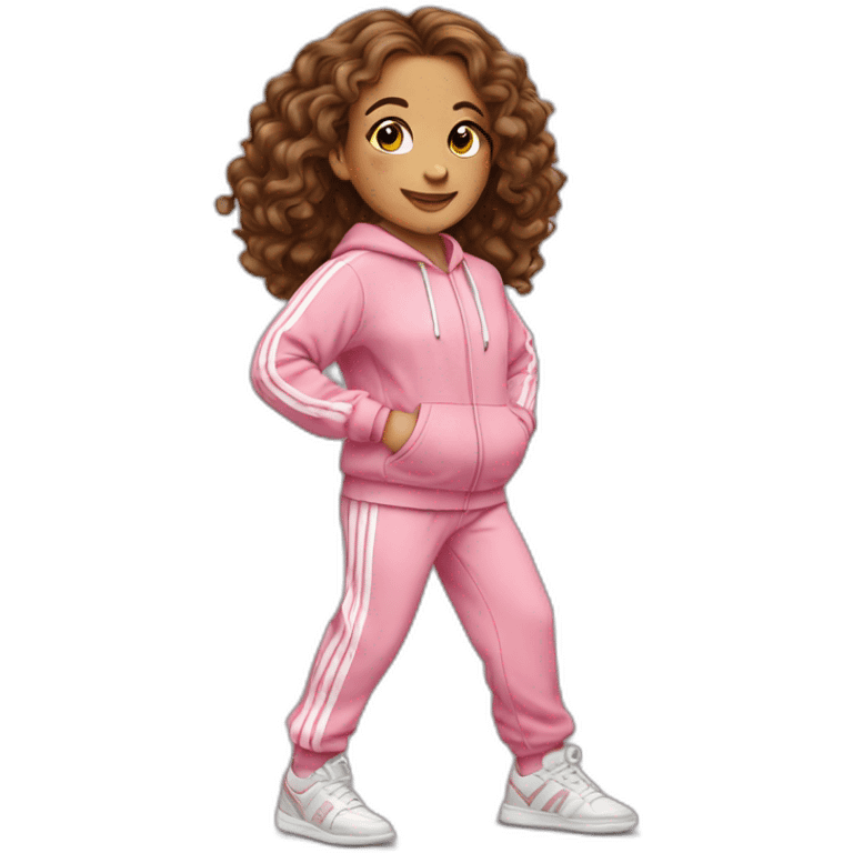 dancing-brown-haired-white-girl-pink-oversize-tracksuit emoji