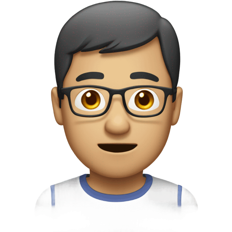  a 35-year old, male, bald Asian man, wearing glasses, confused, emoji