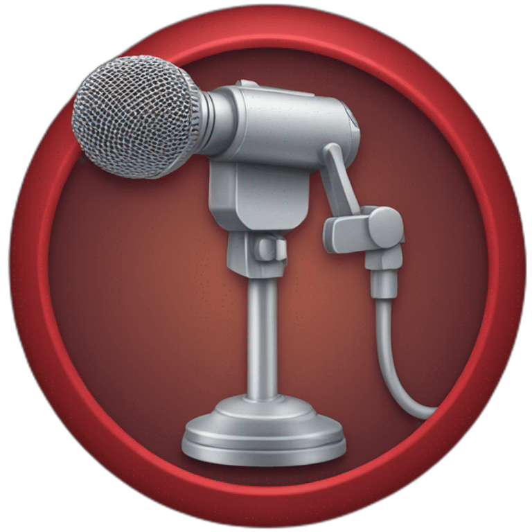 a microphone with a microphone arm and on top there is a red ring on emoji