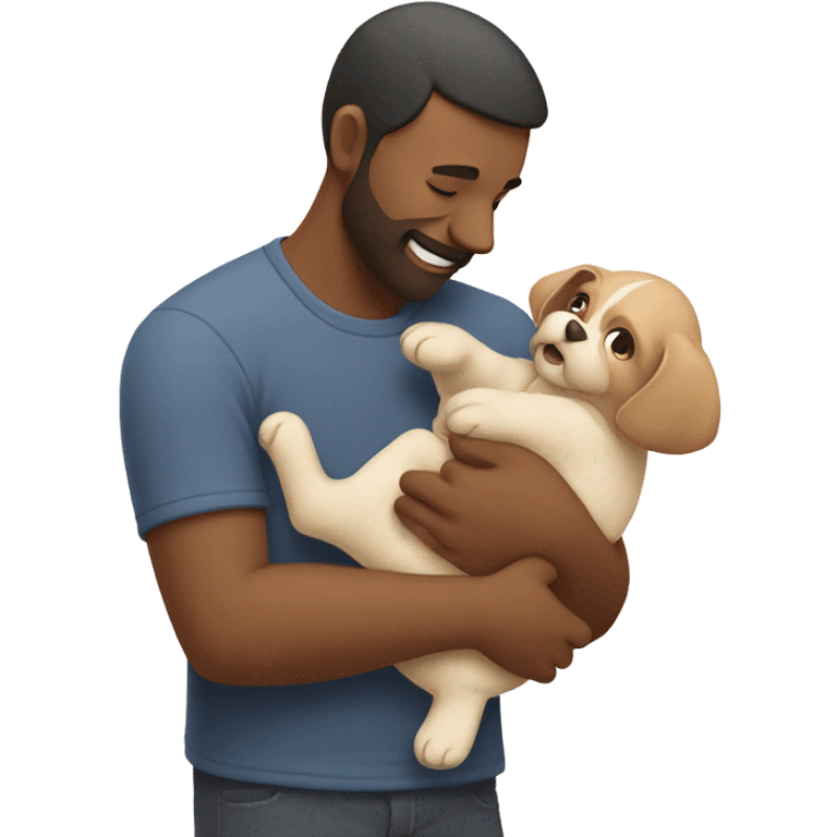 Dad holding a baby while petting a dog emoji