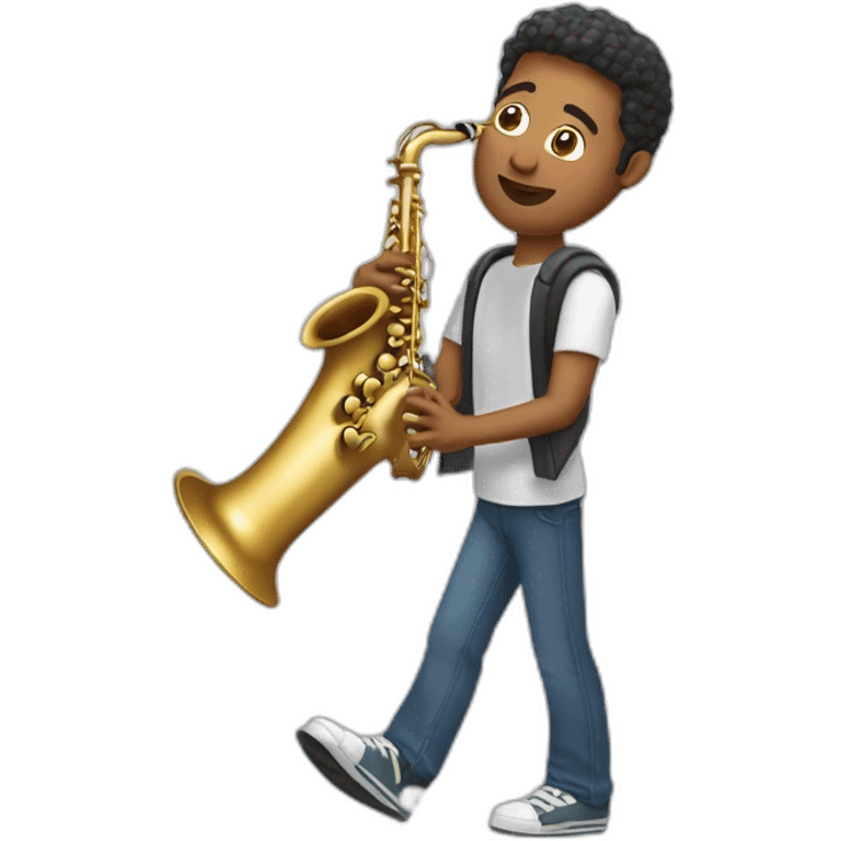 Guy carrying saxaphone case emoji