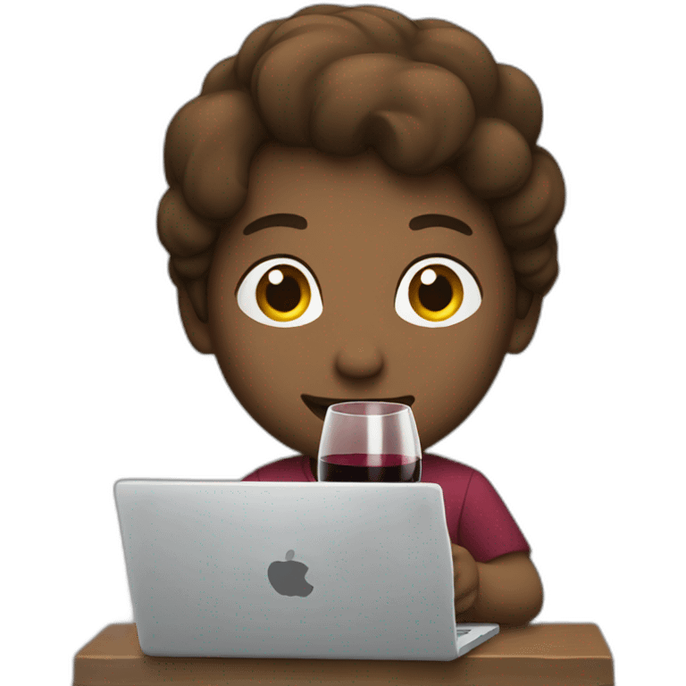 drinking wine while using laptop emoji