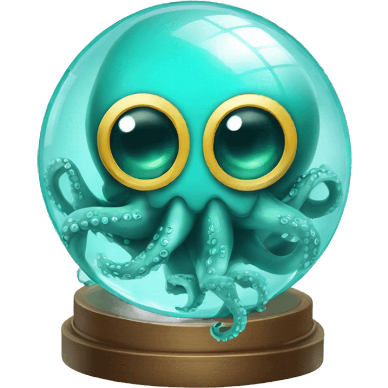 crystal ball with turquoise cute little octopus with surgical mask emoji