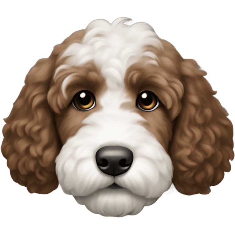 dark brown goldendoodle puppy whit nose and top of head emoji