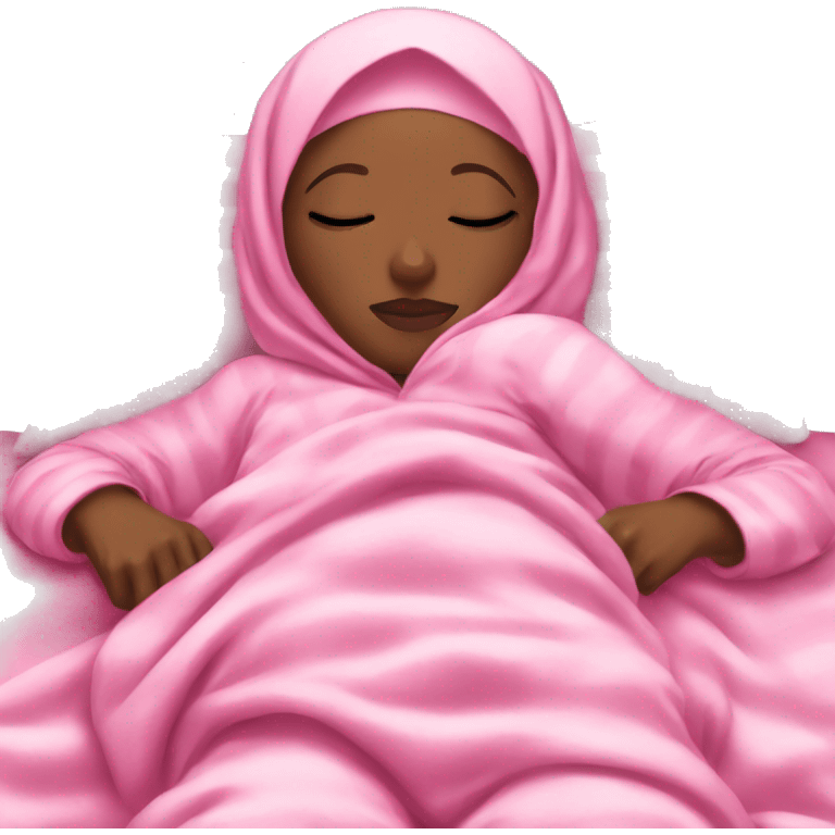 Black Hijabi sleeping in pink pyjamas emoji