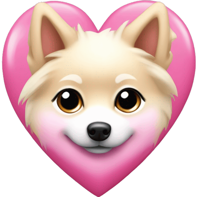 White and blonde spots spitz in a pink heart emoji