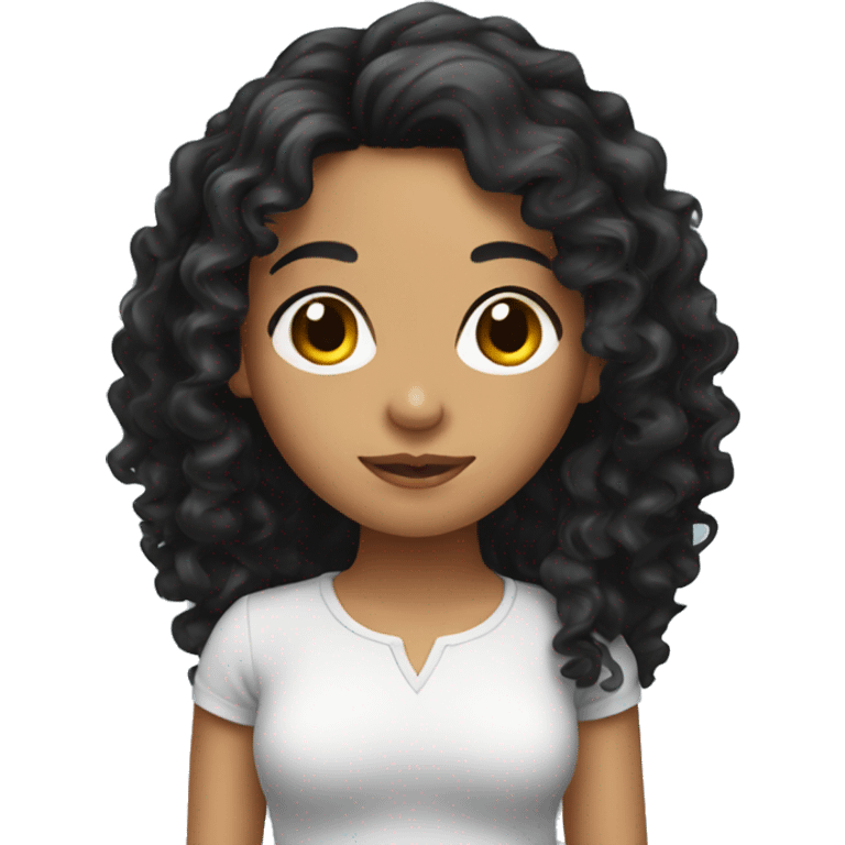 latin girl with a long black curly hair  emoji