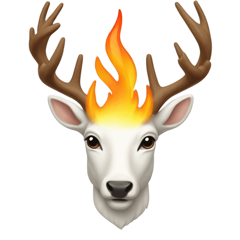 White stag with a flame above head emoji