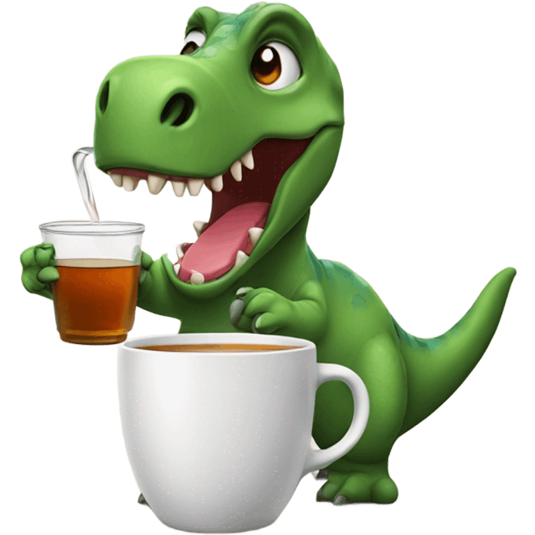 Dinosaur drinking cup of tea emoji