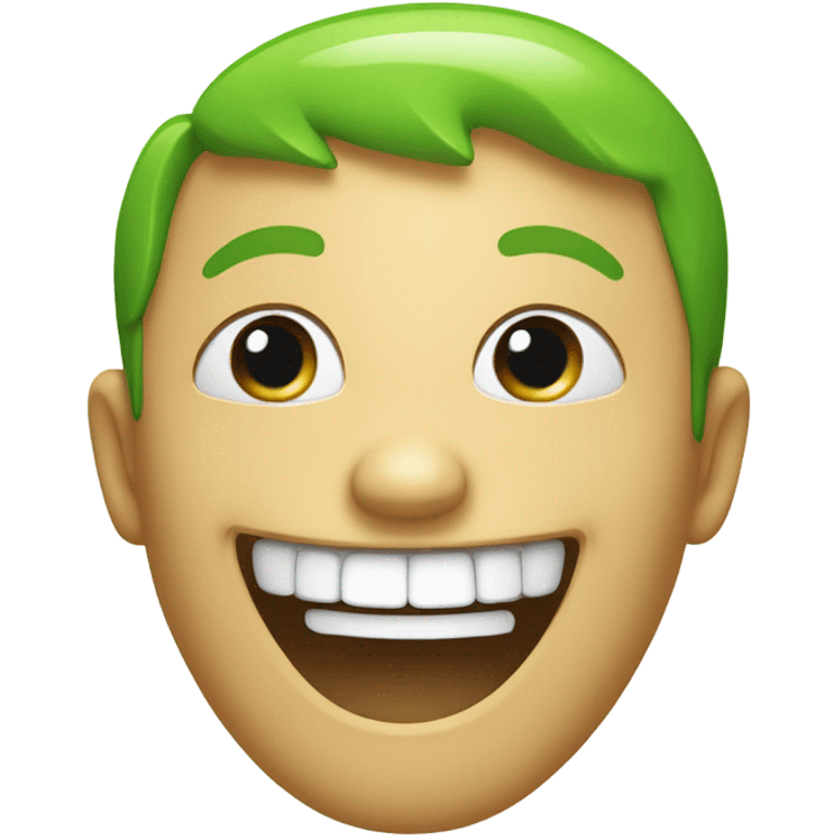 A green smile emoji