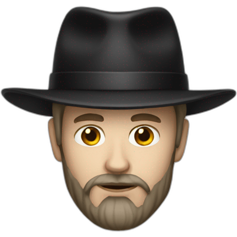 White skinned man with a small beard and black hat emoji