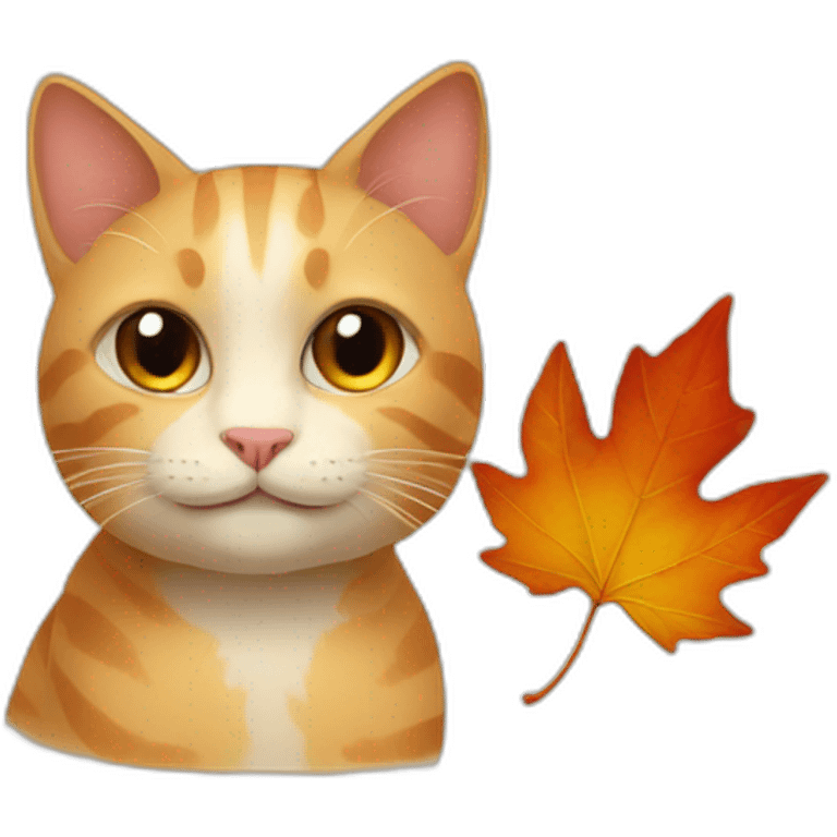 cat and autumn leaf emoji