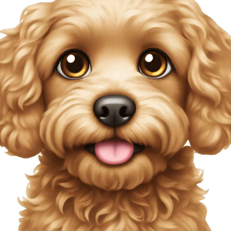 Cavapoo looking up with big, heart-melting eyes. Maybe add sparkles or tiny hearts around the eyes to show how cute they are. emoji