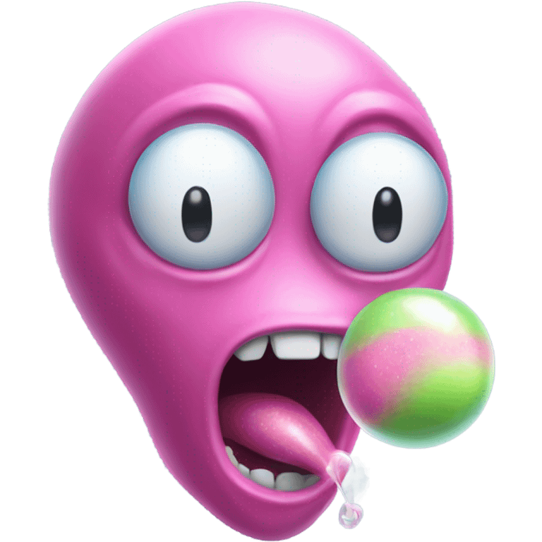 alien blowing bubble gum emoji