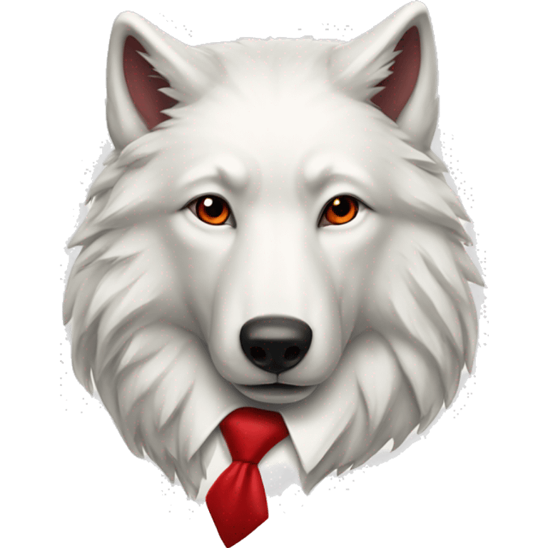 a white wolf with a red tie emoji