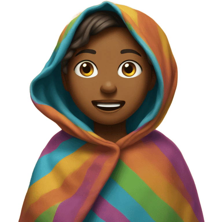 Screaming brown skin girl with a blanket emoji