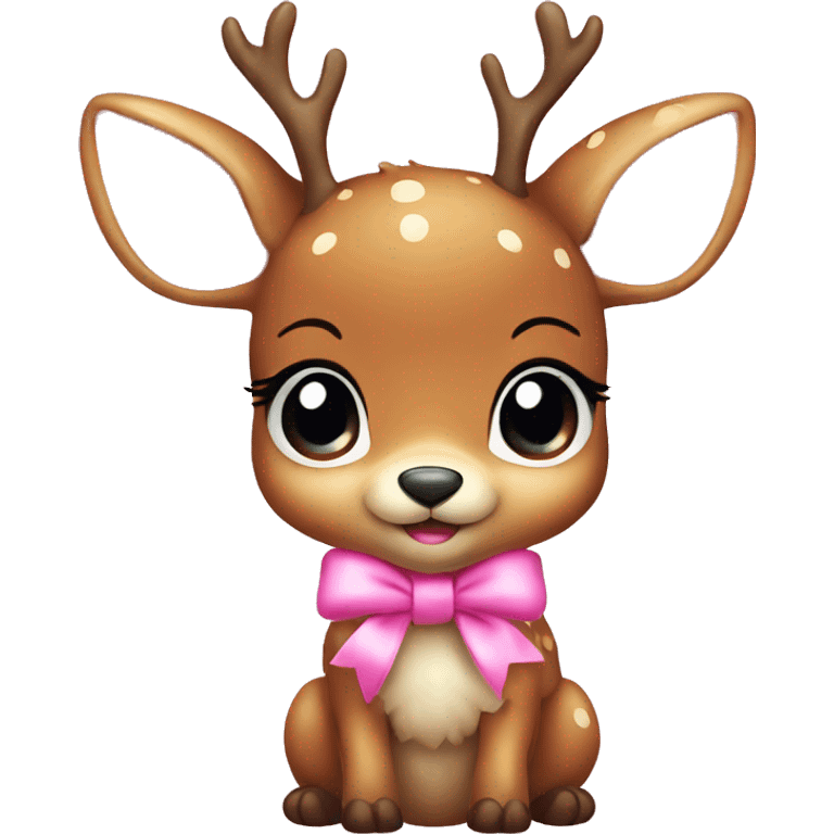 cute baby deer with bow pink emoji