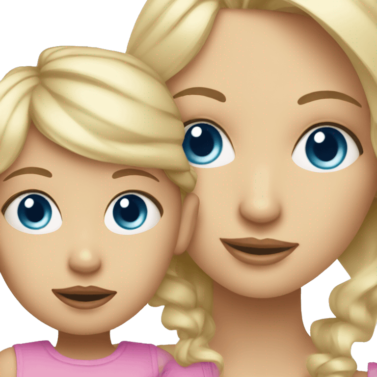 blue eyed mom blonde and daughter baby emoji