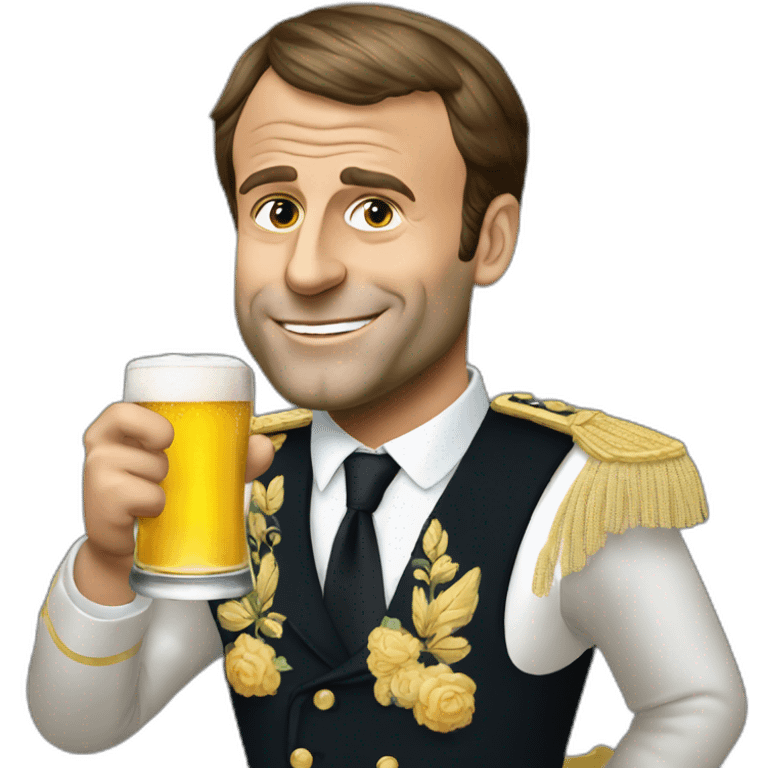 Emmanuel Macron drinking beer emoji