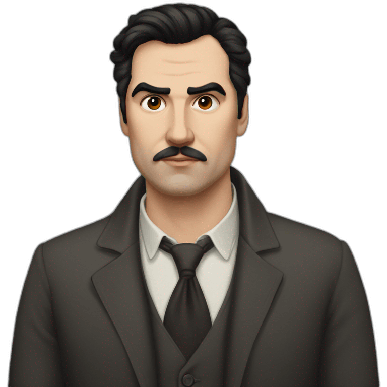 american-russian writer sergei dovlatov  with black hair and huge eyebrows emoji