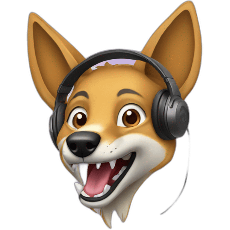 jackal laughg in headphones emoji