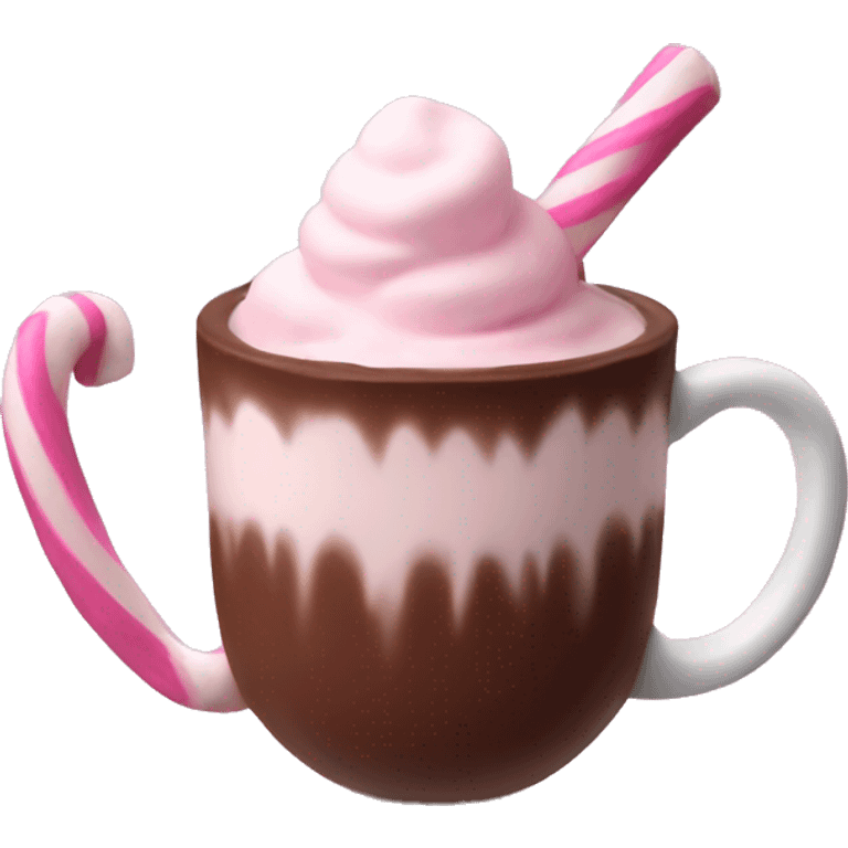 hot chocolate with pink marshmallow emoji