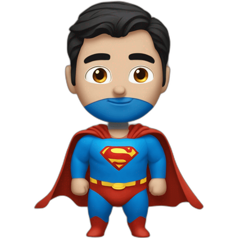 superman volando de pelo rubio y ojos azules estilo Pixar emoji