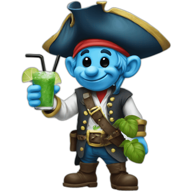 smurf pirate drinking mojito emoji