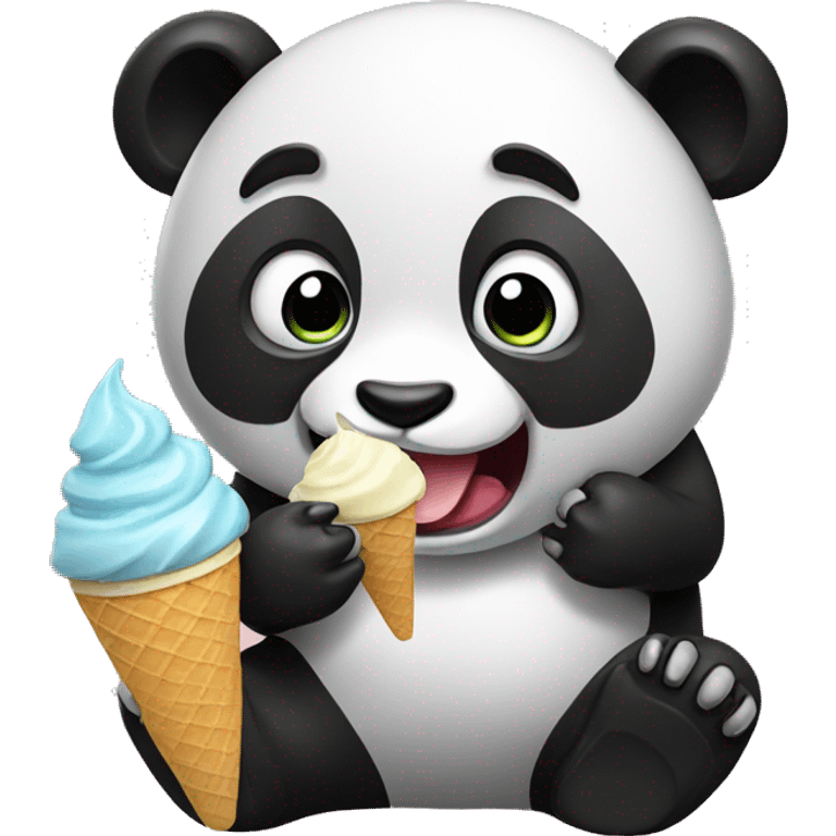 Panda eating ice cream emoji